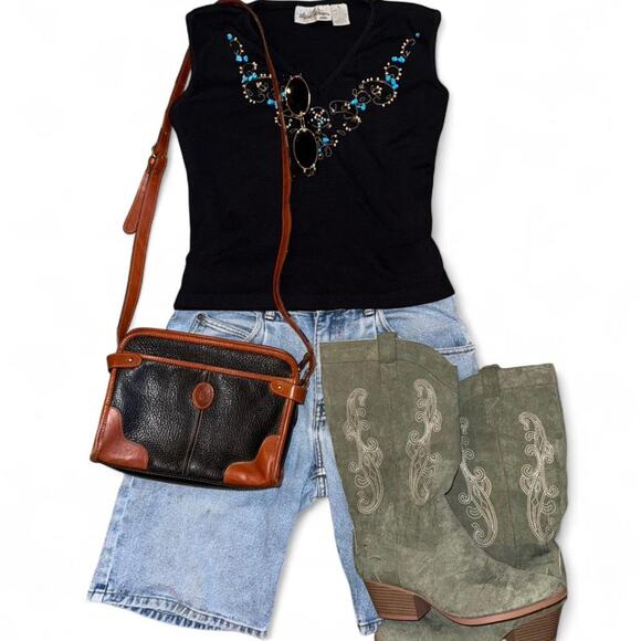 Reclaimed Vintage Tops - vtg y2k 90s boho fairycore western cowgirl festival beaded